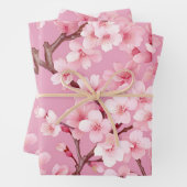 ピンクエレガントさくらんぼ花花 ラッピングペーパーシート (インサイチュ)