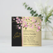 ピンクエレガントさくらんぼ花赤ちゃんシャワー 招待状 (スタンド正面)