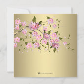 ピンクエレガントさくらんぼ花赤ちゃんシャワー 招待状 (裏面)