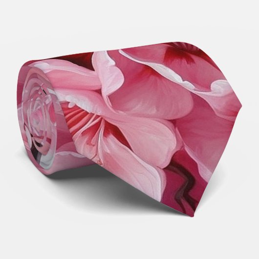 ピンクエレガントさくらんぼ花 ネクタイ (ロール)