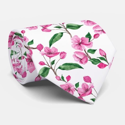 ピンクエレガントさくらんぼ花 |ネクタイ ネクタイ (ロール)