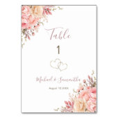 ピンクエレガントとアイボリーのバラ結婚のサイン テーブルナンバー (裏面)