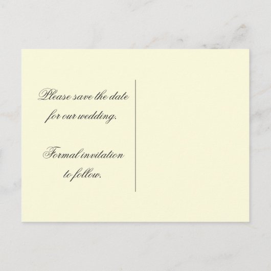 ピンクエレガントとアイボリーの日付の保存 案内ポストカード (裏面)