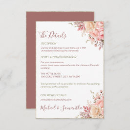 ピンクエレガントとアイボリーバラ春の結婚式 エンクロージャーカード