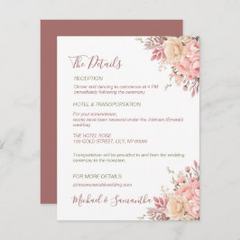 ピンクエレガントとアイボリーバラ春の結婚式 エンクロージャーカード