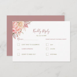 ピンクエレガントとアイボリーバラ春の結婚式 出欠カード