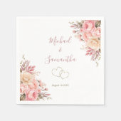 ピンクエレガントとアイボリーバラ結婚ズ スタンダードカクテルナプキン (正面)