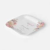 ピンクエレガントとアイボリーバラ結婚ズ ペーパープレート (傾斜あり)