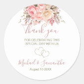 ピンクエレガントとアイボリーバラ結婚ズ ラウンドシール (正面)