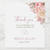 ピンクエレガントとアイボリーバラ結婚ズ ワインラベル (シングルラベル)