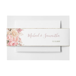 ピンクエレガントとアイボリーバラ結婚ズ 招待状ベリーバンド