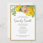 ピンクエレガントとイエローローズブライダルシャワー 招待状 (正面)