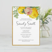 ピンクエレガントとイエローローズブライダルシャワー 招待状 (スタンド正面)