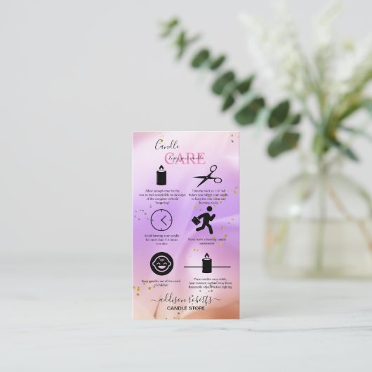 ピンクエレガントとオレンジのキャンドル気に 名刺 (スタンド正面)