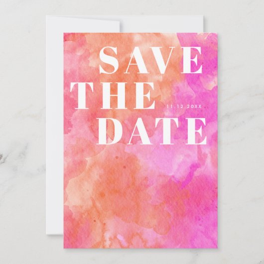 ピンクエレガントとオレンジのミニマシンプルリス結婚ト セーブザデート (正面)