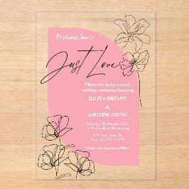 ピンクエレガントとクリームの結婚台本 アクリル招待状