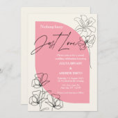 ピンクエレガントとクリームの結婚台本 招待状 (正面/裏面)