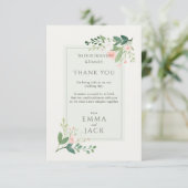 ピンクエレガントとグリーンのフローラが結婚ありがとう サンキューカード (スタンド正面)