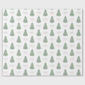 ピンクエレガントとグリーンハッピーホリデーズファミリー名 ラッピングペーパー (フラット)