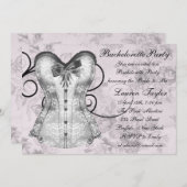 ピンクエレガントとグレーのバチェロレッテ 招待状 (正面/裏面)