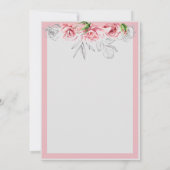 ピンクエレガントとグレーのフローラス結婚クリプト 招待状 (裏面)
