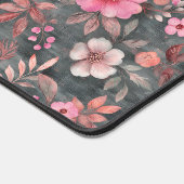 ピンクエレガントとグレーのフローラパターン（の模様が）あるデスクマット デスクマット (コーナー)