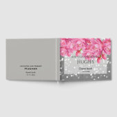 ピンクエレガントとグレーのフローラレー結婚ス ゲストブック (全面)