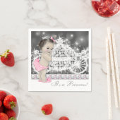 ピンクエレガントとグレーのプリンセスベビーシャワー スタンダードカクテルナプキン (インサイチュ)