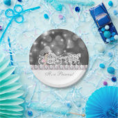 ピンクエレガントとグレーのプリンセスベビーシャワー ペーパープレート (パーティー)