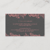 ピンクエレガントとグレーのペイズリーレース 名刺 (裏面)