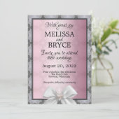 ピンクエレガントとグレーの結婚式招待状 招待状 (スタンド正面)