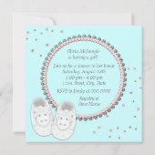 ピンクエレガントとグレーの赤ちゃんシャワー 招待状 (裏面)