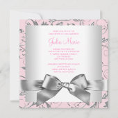 ピンクエレガントとグレーの《キリスト教》洗礼式や命名式 招待状 (裏面)