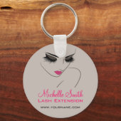 ピンクエレガントとグレーラッシュエクステンション美しいサロン キーホルダー (正面)