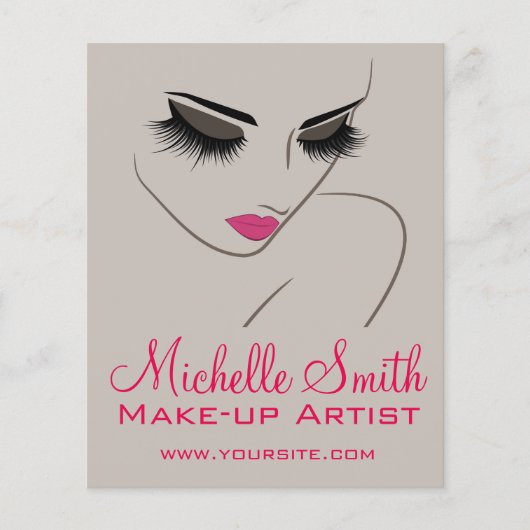 ピンクエレガントとグレーラッシュエクステンション美しいサロン チラシ (正面)