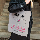 ピンクエレガントとグレーラッシュエクステンション美しいサロン トートバッグ