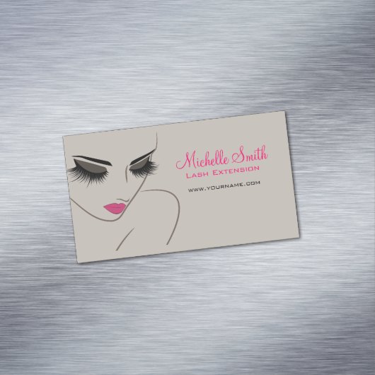 ピンクエレガントとグレーラッシュエクステンション美しいサロン マグネット名刺 (インサイチュ)