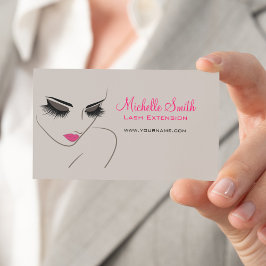 ピンクエレガントとグレーラッシュエクステンション美しいサロン 名刺