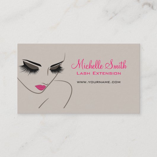 ピンクエレガントとグレーラッシュエクステンション美しいサロン 名刺 (正面)