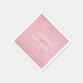 ピンクエレガントとゴールドフォイルの紙吹雪結婚ズ スタンダードカクテルナプキン (角)