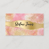 ピンクエレガントとゴールドフォイルヒョウ 名刺 (正面)