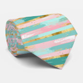 ピンクエレガントとターコイズのネクタイ ネクタイ (ロール)