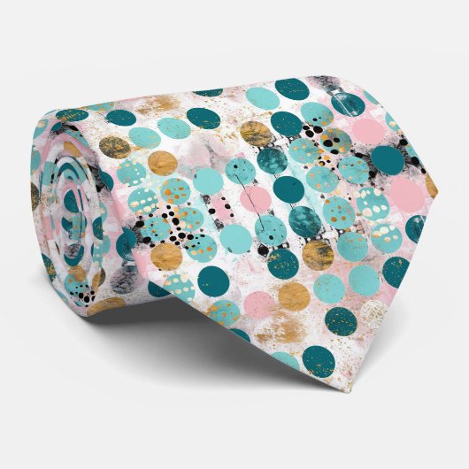 ピンクエレガントとターコイズのネクタイ ネクタイ (ロール)
