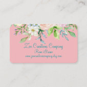 ピンクエレガントとティール(緑がかった色)のフローラ名刺 名刺 (正面)