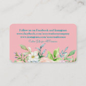 ピンクエレガントとティール(緑がかった色)のフローラ名刺 名刺 (裏面)