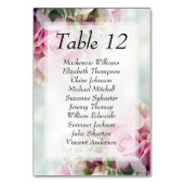 ピンクエレガントとティール(緑がかった色)のフローラ結婚の座席表 テーブルナンバー (裏面)