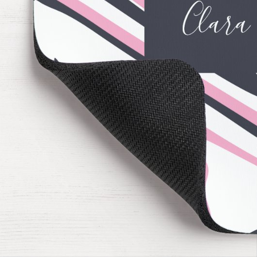 ピンクエレガントとネイビーブルーと白の大理石の外観 マウスパッド (コーナー)