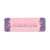 ピンクエレガントとネイビーブルーのフローラペイズリーレース ラベル (正面)