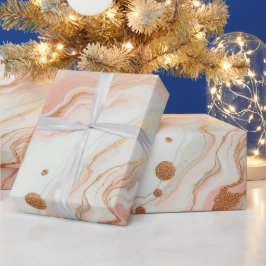 ピンクエレガントとバラゴールドフォイル大理石 ラッピングペーパー