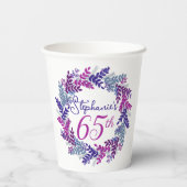 ピンクエレガントとパープルリース65誕生日 紙コップ (裏面)